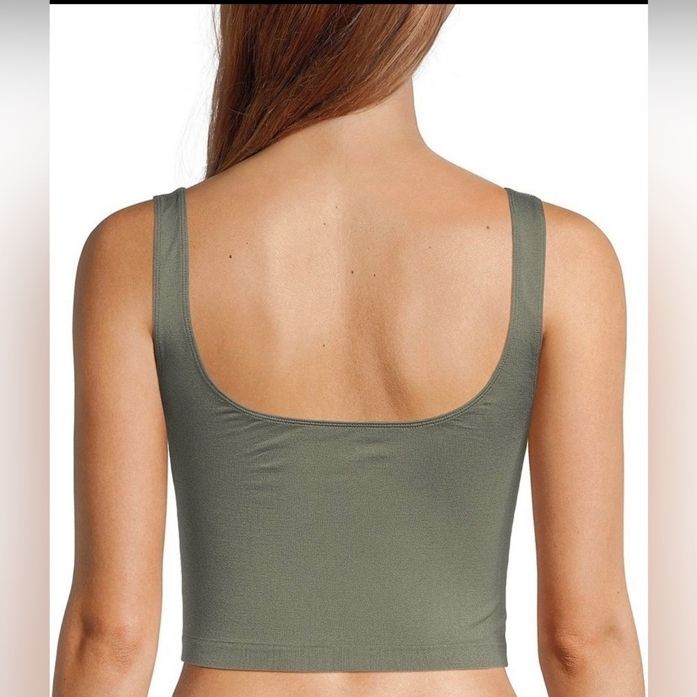 Free People Day Square Neck Sleeveless Cropped Brami M/L (army) - Picture 2 of 2
